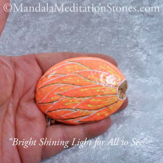 Bright Shining Light for All to See Mandala Meditation Stone - The Mandala Lady - Hand painted stones