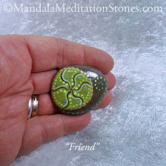 Friend Mandala Meditation Stone - The Mandala Lady - Hand painted stones